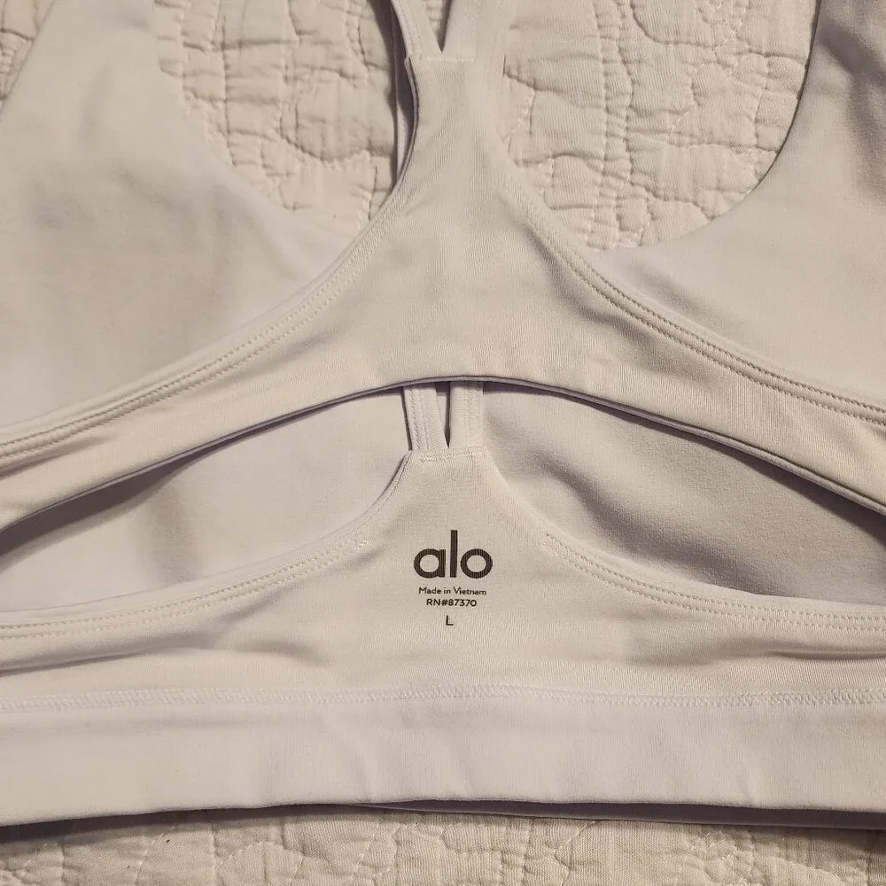 ALO Yoga Airbrush Suspension Bra Size L White EUC - Picture 4 of 12
